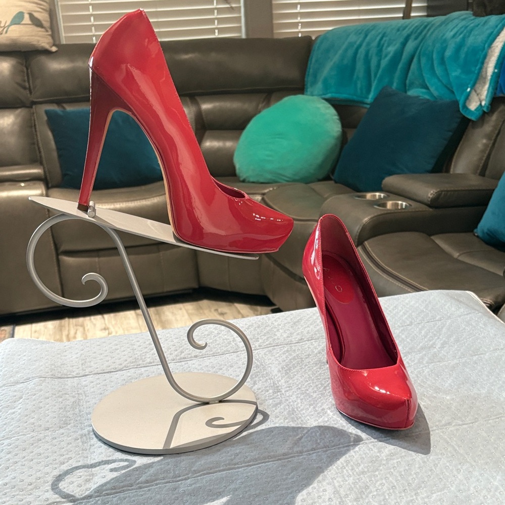 Aldo Glossy Watermelon Pink Heels